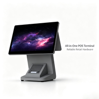 Sistema POS Todo en Uno con Pantalla Táctil Dual, Terminal POS Android para Restaurantes, Máquina de Punto de Venta con NFC, Caja Registradora