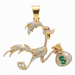 Pendentif Canard Cartoon Plaqué Or 24K Moissanite Taille Ronde Luxe Thème Charme Unisexe Usage Quotidien Bijou en Argent 925 - Product Image 1