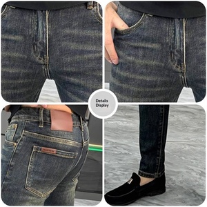 Pantalones Vaqueros Europeos para Hombre, Nueva Moda de Otoño, Estilo Lujoso, Pantalones Ajustados, Efecto Adelgazante, Lavados, Casuales - Product Image 4