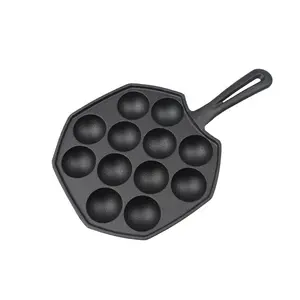 12 trous Heavy Duty antiadhésif carré plaque de cuisson poulpe boule fabricant poêle en fonte Poffertjes Takoyaki Pan