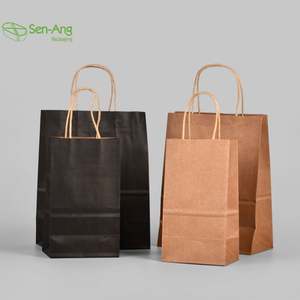SenAng05 Vente en gros de sacs en papier kraft personnalisés avec votre propre logo, sacs en papier kraft écologiques, sacs en papier blanc de 10 cm avec poignée, en vrac - Product Image 5