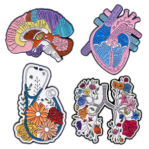 Fabricantes al por mayor diseño personalizado sus propios órganos médicos corazón cerebro útero esmalte suave insignia de Metal Pines de solapa - Product Image 3