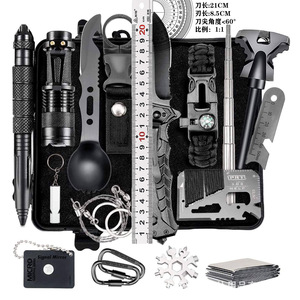 Kit d'outils de survie 21 cm, équipement d'urgence multifonctionnel pour l'extérieur, ensemble d'équipement de premiers soins en acier inoxydable pour la nature sauvage - Product Image 1