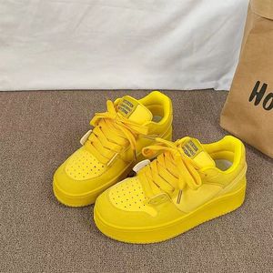 Baskets décontractées à lacets pour femme, style universitaire, plateforme à bout rond, semelle épaisse orange, collection Printemps-Été 2025 - Product Image 2