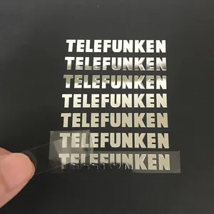 Kunden spezifisches Metall transfer logo Silber aufkleber Nickel Elektrizität Mischfarbe tikett Glänzender Aufkleber Marke Transparent Selbst klebend