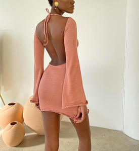 Caliente Promes 2022 verano Halter Maxi manga larga manga Sexy vestido de cumpleaños - Product Image 1