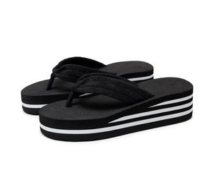 <strong>Women's</strong> High-Heeled Herringbone Toe Black <strong>White</strong> Striped Non-Slip Thick-Soled Summer Beach <strong>Flip-Flops</strong> - Product Image 6