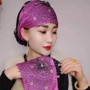 Chapeau serre-tête floral en soie brillante populaire en gros avec perles, chapeau musulman indien, chapeau de plage en plastique pour l'Europe, l'Amérique, l'Afrique - Product Image 6
