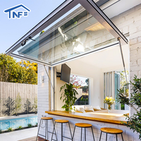 Fenêtre à auvent rabattable en verre trempé au design moderne, cadre en alliage d'aluminium, vérin à gaz, fenêtres pliantes traversantes