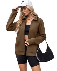 Wholesale Long Waterproof Autumn Cotton Zip-Up Blank Hoodie Zipper Solid Color Casual Plus Size Sweatshirt <b>Coats</b> Pockets - Product Image 2