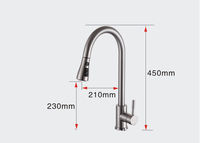 Robinet de cuisine et de salle de bain moderne à poignée unique en acier inoxydable avec douchette latérale, finition nickel brossé, cartouche céramique, monotrou