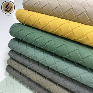 Fancy Brand Woven Pattern Embossed PU Leather Material For Upholstery Furniture/Sofa Chair/Car Seat Covers