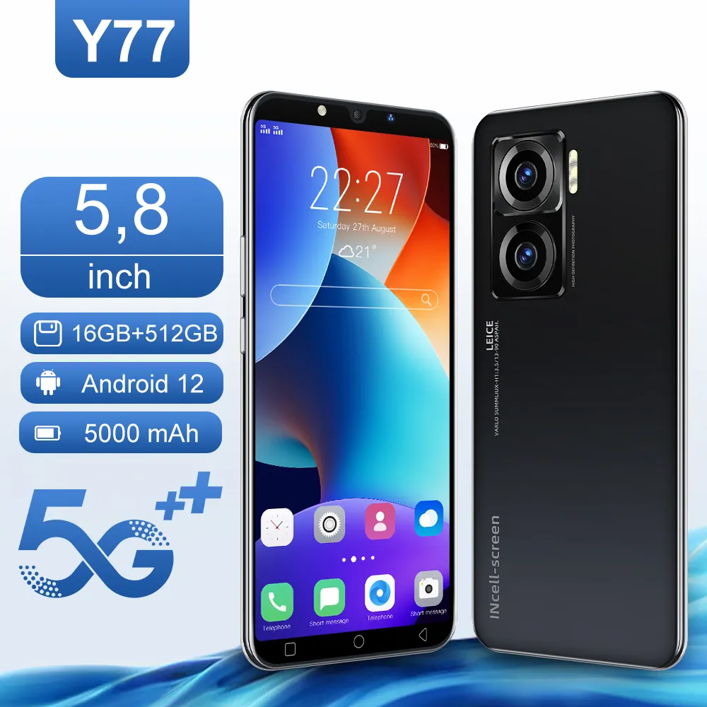 Pièces mobiles d'origine 5g Y77 celphones toutes marques téléphone smartphone 7.8 pouces