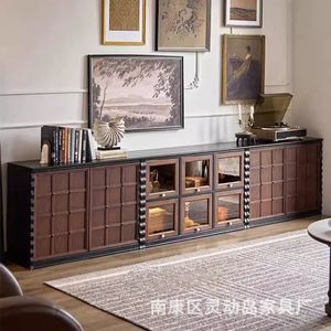 Meuble TV modulaire en bois massif Semo Chocolate Cabinet avec rangement pour salon - Product Image 1