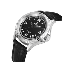 Montres en acier damas avec logo personnalisé, montre-bracelet à mouvement NH35 mécanique automatique, montre de plongée étanche 100m pour hommes