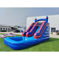 Toboggan aquatique gonflable double en PVC irisé, 23 pieds, prix de gros