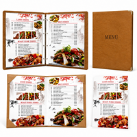 Buku Menu Restoran dengan Sampul Kertas Berlapis Khusus, Ring Binder, dan Lapisan PVC Transparan, Dilaminasi Film, Cetak Offset untuk Pelanggan