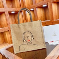 Sac fourre-tout en toile de jute de grande capacité personnalisé sac à bandoulière décontracté et imperméable pour femmes Shopping quotidien frais dessin animé Logo imprimé