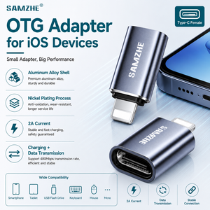<span class=keywords><strong>Adaptateur</strong></span> OTG SAMZHE Type-C vers iPhone/iPad pour la charge et le transfert de données pour iPhone 14/13 Pro/Max/12/X/8 Plus/7 - Product Image 1