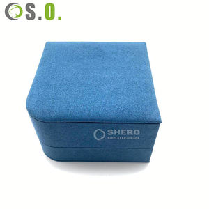 Boîte à bijoux en velours bleue personnalisée pour collier et pendentif, fabriquée en Chine, coffret de rangement pour bagues et bijoux en velours, en vente - Product Image 5