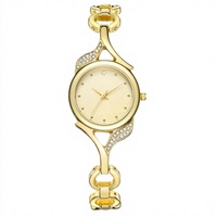 Montre-bracelet à quartz pour femme en or, cadran rond, bracelet, montre analogique lumineuse, logo personnalisé pour femmes