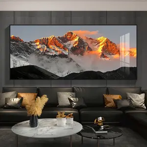 Nuevo estilo nieve montaña meseta sofá Fondo hogar pared arte cristal porcelana decoración pintura