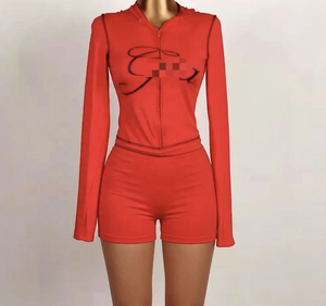 PEEQI HR26011 Completo Primaverile da <span class=keywords><strong>Donna</strong></span> Due Pezzi, Top con Cappuccio a Maniche Corte con Stampa Leopardata a Righe e Pantaloncini, <span class=keywords><strong>Outfit</strong></span> <span class=keywords><strong>Sexy</strong></span> da <span class=keywords><strong>Donna</strong></span> - Product Image 4