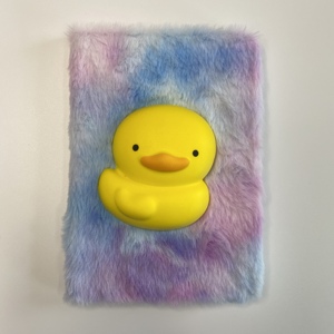 Carnet de notes/journal A5 en peluche 3D créatif et mignon, anti-stress, motif <span class=keywords><strong>poussin</strong></span> jaune, vente en gros - Product Image 4