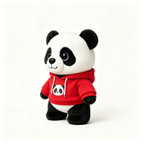 Adorable peluche panda en peluche avec sweat à capuche rouge imprimé, jouet doux, souvenir touristique de Chine