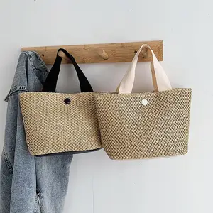 Bolsos de <span class=keywords><strong>Moda</strong></span> <span class=keywords><strong>2023</strong></span>, Estilo Casual, de Diseñadores de Marca, Bolsos de Paja y Ratán al por Mayor, con Cierre y Bordado, para Mujer, Portátiles - Product Image 1