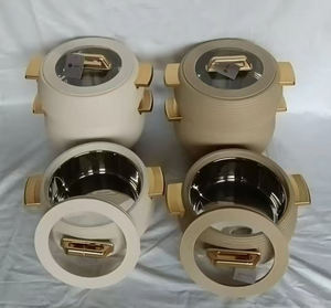 Olla Térmica Acanalada Horizontal Única <span class=keywords><strong>de</strong></span> 3L, 4L, 5L, con Borde Dorado y Tapa <span class=keywords><strong>de</strong></span> Vidrio para el Hogar Moderno - Product Image 2