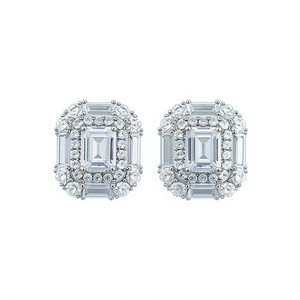 Pendientes de Diamantes en Oro Blanco, Corte Esmeralda, Color D, Naturales, Certificados por GIA, Joyería Clásica para Mujer, para Boda - Product Image 1