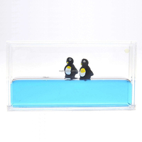 Presse-papier liquide en cristal, cube aquatique transparent en acrylique, presse-papier liquide bleu avec flotteur 3D mignon
