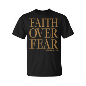 T-shirt chrétien Faith Over Fear, Isabelle 41:10, impression au dos, coton, unisexe, adulte, col rond, manches courtes, cadeau religieux pour l'église - Product Image 2