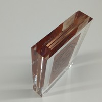 Bloc acrylique transparent solide avec plaque métallique gravée, plaque commémorative personnalisée, trophée souvenir
