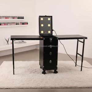 Trolley de maquillage avec tables de manucure pour expositions, spectacles de rue, salles de maquillage temporaires et stands aux marchés aux puces - Product Image 4