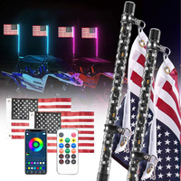 2x5FT Spiral Whip Lights, avec drapeau américain pour Sand Dune Buggy Offroad UTV ATV Polaris RZR Can-Am X3 4X4 Trucks Jeep