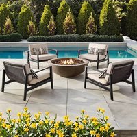Ensemble de mobilier de conversation de luxe moderne pour extérieur, avec table foyer au propane et canapé, structure en aluminium, pour jardin, resort et patio