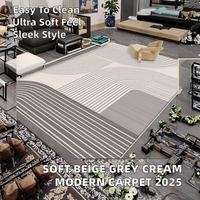 Nouveau design, tapis moderne en polyester doux, fabriqué à la machine, couleur unie beige et gris crème chaud, neutre, grand format