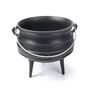 <strong>Small</strong> Cast Iron Cauldron <strong>Pot</strong> with <strong>Lid</strong> and Carry Handle Pre-seasoned Cast Iron Black Three Legged Potjie <strong>Pot</strong> - Product Image 3