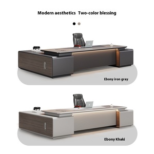 Sang Trọng Hiện Đại L-Hình Văn Phòng Điều Hành Bàn Thiết Lập Ông Chủ Bằng Gỗ Máy Trạm Với Bảng Điều Khiển Phong Cách Đồ Nội Thất Từ Trung Quốc - Product Image 5