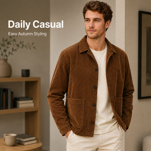 <strong>Men</strong> Corduroy <strong>Chore</strong> Jacket Wholesale Custom Logo Vintage Workwear Button Front Casual Autumn <strong>Coat</strong> - Product Image 2