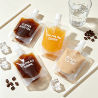 Pochette transparente portable de qualité alimentaire avec bec verseur et bouchon à vis pour café, jus et emballage de boissons à emporter