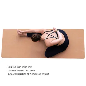 Huayi 2023 High Quality Durable Recycle Custom LOGO Printed Non Slip 6mm Wholesale Thick Eco-friendly Natural Cork Tpe Yoga Mat