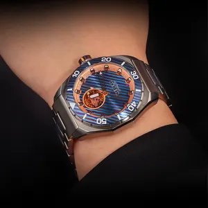 Fábrica al por mayor G5 caso moda hombres mecánico de lujo ganador reloj de pulsera Damasco titanio hombre reloj