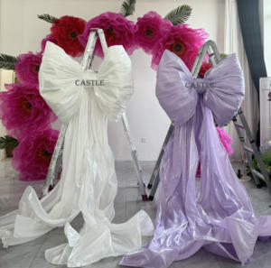 โบว์ผ้าทำมือสำหรับตกแต่งวันคริสต์มาสแบบสั่งทำโบว์ผูกโบว์ขนาดยักษ์สีแดงสีทองสำหรับจัดแสดงบนหน้าต่างร้านค้า O-BK001 - Product Image 5