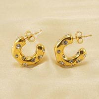 BM hipoalergenik anting-anting berlapis emas 18K anting-anting zirkon warna-warni baja tahan karat