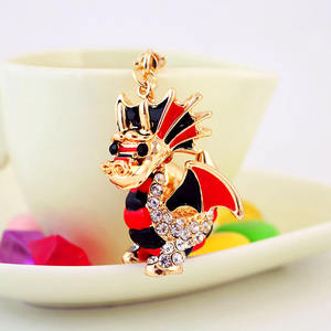 Gantungan kunci naga kartun 3D, Aksesori dekorasi gantungan kunci liontin naga Cina keberuntungan berlian - Product Image 4