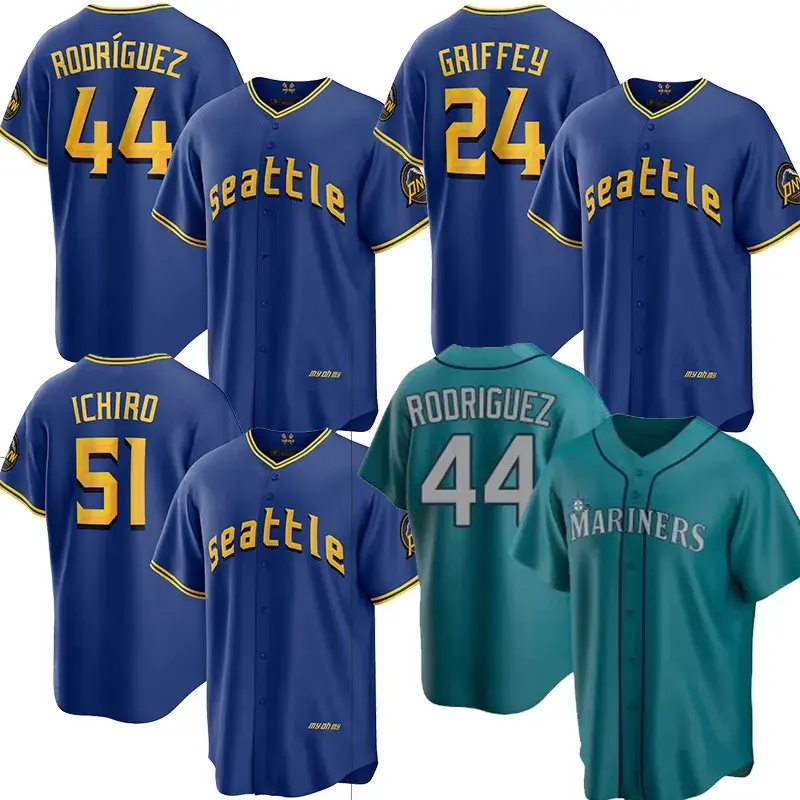 Seattle 2023 Mens mariners thành phố kết nối Jersey Ken griffey Jr. julio Rodriguez ichiro Suzuki bóng chày Jersey khâu