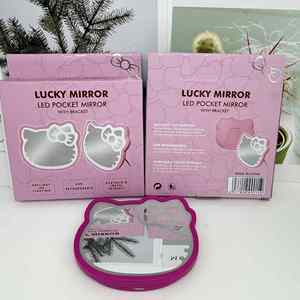 New Products 2025 Pocket Portable Travel Usb Cartoon Pink Hello Kt <b>Mirrors</b> <b>Led</b> Lighting <b>Makeup</b> <b>Mirror</b> - Product Image 6
